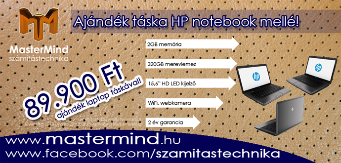 HP notebook a legjobb áron*, ráadásul még ajándék táska is jár hozzá!
