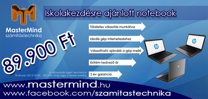 HP notebook internetezésre és irodai munkára, minden napi használatra: 2 magos processzor, 2GB memória, 320GB merevlemez most csak 89.900 Ft ajándék notebook táskával vagy Cliptec Viva egérrel!