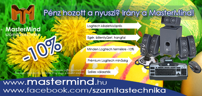 Pénzt hozott a nyuszi? Vegyél Logitech terméket a MasterMind-ban 10% kedvezménnyel!