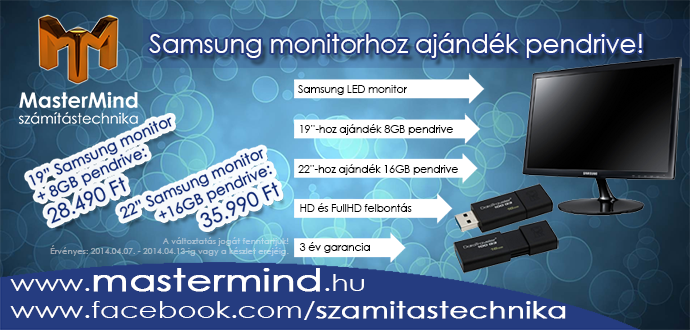 A héten vásárolj Samsung monitort, és megajándékozunk egy pendrive-val!