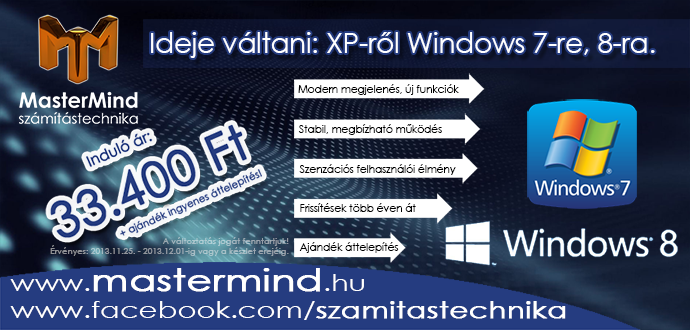 Ideje leváltani az elavult Windows XP-t Windows 7-re vagy Windows 8-ra.